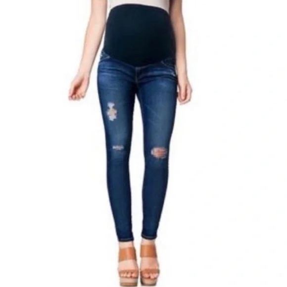 AG Adriano Goldschmied Secret Fit Belly Distressed Skinny Leg Maternity Jeans 26 - Picture 2 of 8